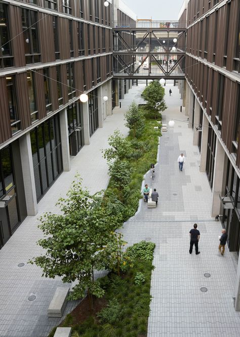 Urban Stairs Landscape, Green Corridor Urban Design, Outdoor Parking Design, Courtyard Design Architecture, Street Landscape Design, Green Walkway, Alley Landscape, Urban Green Space, Green Parking