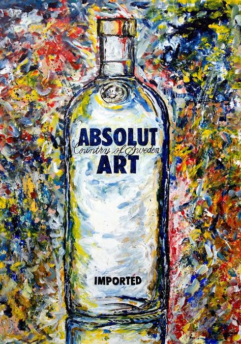 Vodka Bar, One Direction Drawings, Disney Pop Art, Bottle Drawing, A Level Art Sketchbook, Absolut Vodka, Canvas Painting Designs, Art Gallery Wallpaper, Bar Art