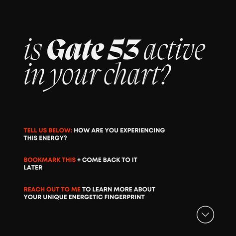 Mercury entered Gate 53, the Gate of Beginnings, today ☀️ Here's a quick cheatsheet to help you understand this energy. Is Gate 53 activated in your human design chart? Tell us how you experience this energy! ✨Pro tip ✨ Not sure if gate 53 is activated in your chart? Pull up your human design chart and look for the Root centre -- It's that square all the way at the bottom of your chart. Look for the number 53 -- Is there a circle around it? Then it's activated. No circle, no activation. Wa... Human Design Chart, Are You Experienced, Number 15, Human Design, Pull Up, Pull Ups, Gate, Energy, Human