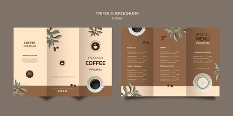 Accordion Brochure, Restaurant Brochures, Coffee Restaurant, Brochure Examples, Brochure Psd, Brochure Design Creative, Web Mockup, Brochure Design Layout, Trifold Brochure Design