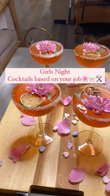 Drinks Based On Your Job, Cocktail Night Theme Ideas, Cocktail Night Theme, Themed Cocktail Night, Girls Night In Party Ideas Aesthetic, Job Themed Cocktails, Themed Cocktail Night Ideas, Ladies Night Cocktails, Girls Night In Party Ideas Black Women