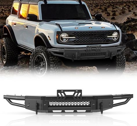 Hawkley Bronco Front Modular Bumper for Ford Bronco 2021 2022 2023 2024 2/4-Door (Exclude Bronco Sport & Raptor), Off-Road Bumper with D-Ring Mounts | Winch Plate | License Plate Bracket Ford Bronco 2021, Off Road Bumpers, Bronco Sport, Bronco Sports, Ring Mountings, Custom License Plate, Ford Bronco, D Ring, 2023 2024