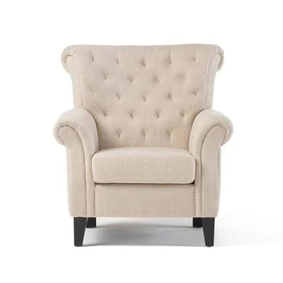 Merritt Light Beige Fabric Tufted Club Chair Upscale Decor, Wide Armchair, Tufted Arm Chair, Tufted Chair, Rolled Arm Sofa, Contemporary Chairs, Modern Chair, Noble House, Upholstered Arm Chair