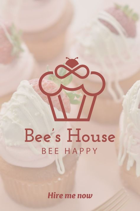 Cupcakes Minimalist Logo Design Cupcakes Logo, House Cupcakes, Bee Cupcakes, Cupcake Logo, Bee House, Of Logo Design, Digital Designer, Sweet Delights, Fruit In Season