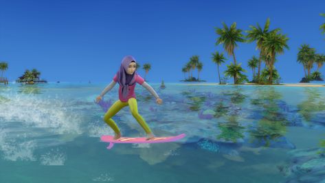 Sims 4 Surfing Mod, Sims 4 Surfboard, Outer Banks Sims 4 Cc, Sims 4 Island Living Cc, Sims 3 Island Paradise, Surfing Kids, Summer Packing, Sims 4 Expansions, Surf Decor