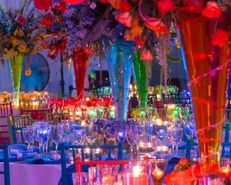 Floral Centerpiece for bar mitzvah, bat mitzvah, teen party, quinceanera  Rachel Events Rainbow Wedding Theme, Tafel Decor, Boda Mexicana, Rainbow Wedding, Tables And Chairs, Rainbow Theme, Rainbow Decorations, Lesbian Wedding, Gay Wedding