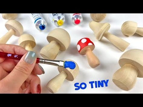 (2) Painting on Wooden Mushrooms?! - YouTube Wooden Mushrooms, Easy Craft, So Adorable, Easy Crafts, Flower Pots, Stuffed Mushrooms, I Can, The Creator, Home Decor