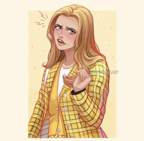 Luz Tapia Art, Disney Movie Art, Disney Princess Artwork, Fashion Moments, Amazing Art Painting, Portrait Illustration, Illustration Character Design, Yellow Fashion, Clueless