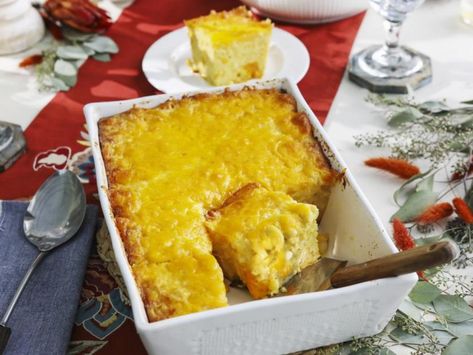 Grandmas Old-Fashioned Baked Mac N Cheese Baked Corn Pudding Recipe, Corn Pudding Casserole, Kardea Brown, Creamy Corn Casserole, Cheesy Corn, Corn Casserole Recipe, Corn Pudding, Baked Corn, Corn Muffin Mix