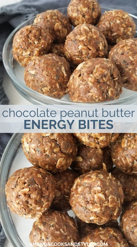 Power Foods For Energy, Pb Energy Balls, Atkins Desserts, Lunch Treats, Healthy Energy Balls, Chocolate Energy Bites, Energy Bites Healthy, Peanut Butter Energy Balls, Peanut Butter Energy Bites