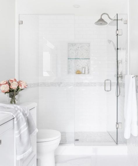 36x48 Shower Ideas, White Subway Tiles Bathroom, Shower Glass Doors, Large Shower Tile, Stand Up Showers, White Subway Tile Shower, Tile Walk In Shower, White Tile Shower, Small Full Bathroom