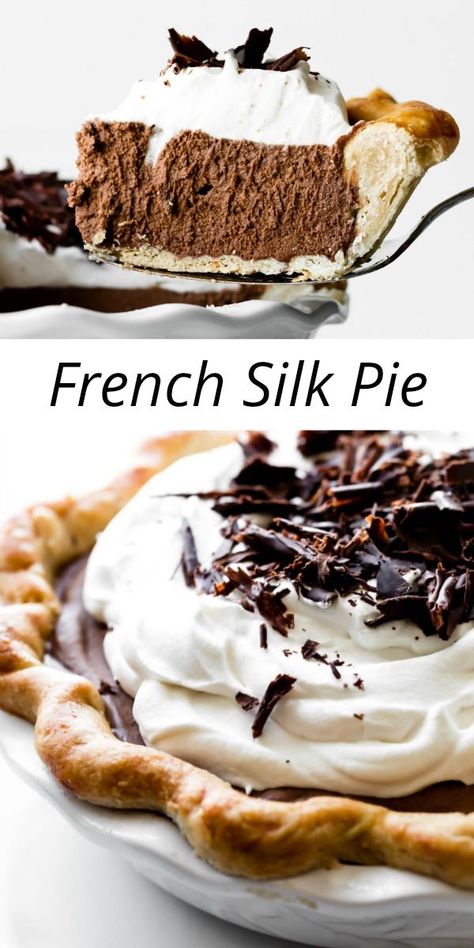 Best Flaky Pie Crust, French Silk Pie Recipe, Silk Pie Recipe, Yummy Pies, Mousse Filling, Mousse Pie, French Silk Pie, Pie Chocolate, Dessert Mousse