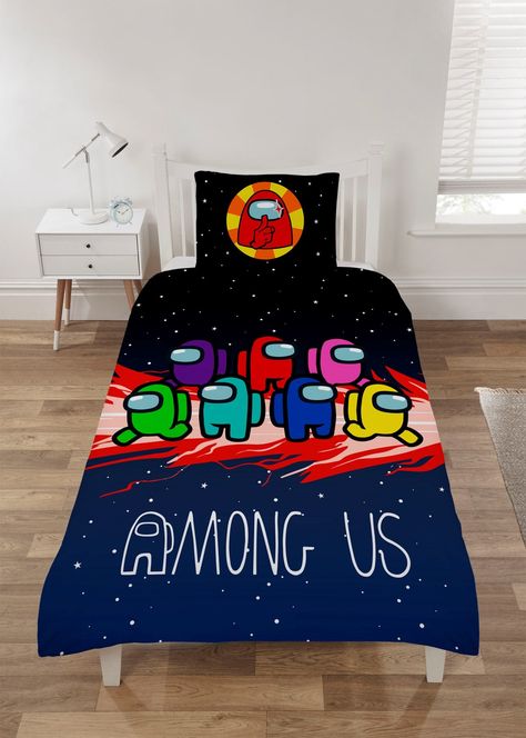 Among Us: Space Single Duvet Set | Bedding & Linen | Free shipping over £20 | HMV Store Among Us Bedroom, Among Us Space, Reversible Bedding, Gaming Merchandise, Double Duvet Covers, Perfect Bedding, Double Duvet, Single Duvet Cover, Among Us