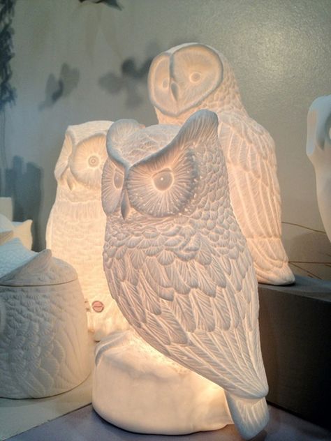 My Owl Barn: Ceramic Owl Lamp Owl Lamp, Owl Collection, Unique Home Accessories, Christmas Idea, Owl Crafts, Hoot Owl, Ceramic Owl, White Pottery, Owl Decor