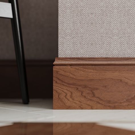 High-quality skirting boards made of high-hardened HMR MDF varnished or wooden. Custom production. Classic Baseboards, Skirting Board Ideas, Timber Skirting, Front Wall Tiles, Wall Tiles Ideas, Wood Skirting, Aesthetic Wishlist, Decoration Things, Wall Tile Ideas