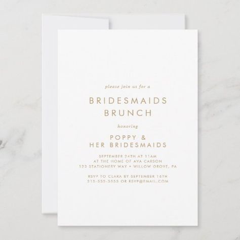 Chic Gold Typography Bridesmaids Brunch Invitation for $2.92 - Bridesmaid Card Bridesmaid Brunch Invitations, Bridesmaids Brunch, Tea Bridal Shower, Tea Bridal Shower Invitations, Lingerie Shower Invitations, Summer Birthday Invitations, Bridesmaid Brunch, Rustic Birthday, Bridesmaid Luncheon