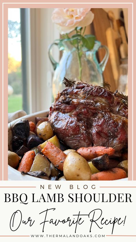 Smoked BBQ Lamb Shoulder is an absolute treat Whole Lamb Shoulder Recipes, Bbq Lamb Shoulder, Lamb Shoulder Recipes, Smoked Lamb Shoulder, Pork Shoulder Recipe, Lamb Kabobs, Thermaland Oaks, Bbq Lamb, Pork Shoulder Recipes