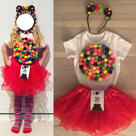 Gummy Bear Halloween Costume, Diy Candy Costume For Kids, Gumball Halloween Costume, Candy Costumes Diy, Candy Costume Kids, Diy Candy Costume, Candy Costume Ideas, Candy Costume Diy, Diy Gumball Machine Costume