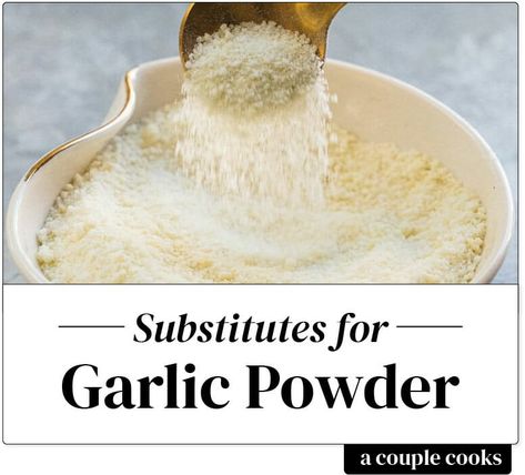 Don’t have garlic powder, or realized you’re all out while you’re making a recipe? Here’s the best garlic powder substitute. #substitute #garlicpowder #garlicpowdersubstitute Substitute For Garlic, A Couple Cooks, Healthy Cook Books, Spice Mix Recipes, Vegetarian Cookbook, Couple Cooking, Ingredient Substitutions, Garlic Recipes, Food Website