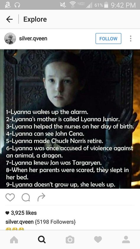 Got Memes Funny Hilarious, Game Of Thrones Wallpaper, Game Of Thrones Instagram, Lyanna Mormont, Game Of Thrones Meme, Bran Stark, Game Of Thrones Facts, Got Game Of Thrones, Game Of Thrones Quotes