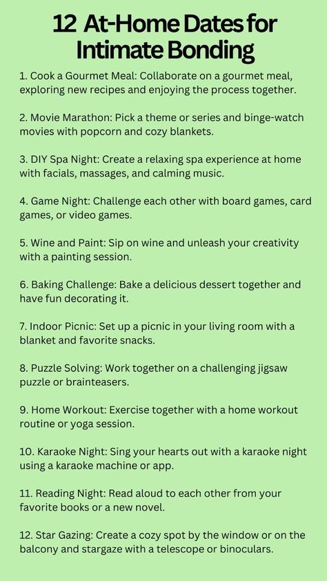 Simple Couple Date Ideas, Things To Do With Your Significant Other, Cute Intimate Date Ideas, Couple Date Ideas Creative, Date Ideas For Each Month, Stay In Date Ideas, Things To Do W Bf At Home, Night Time Date Ideas, Chill Dates Ideas