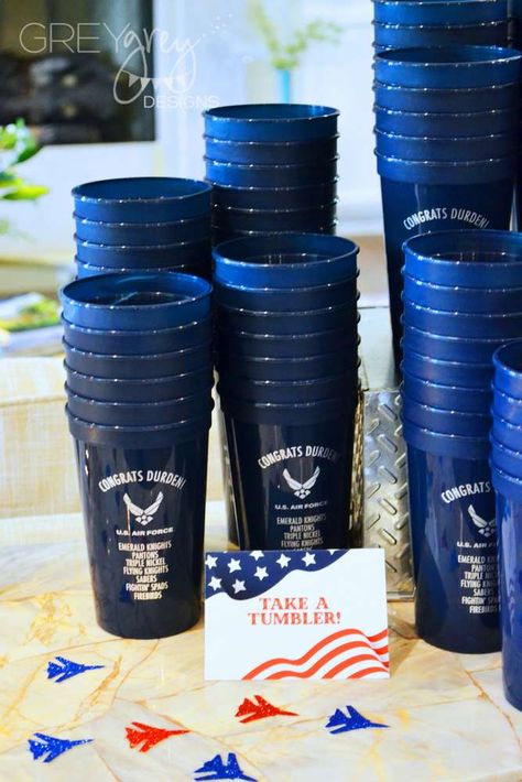 Air Force Retirement Party | CatchMyParty.com Air Force Party Ideas, Airforce Retirement Party Ideas, Air Force Retirement Party Ideas, Navy Retirement Party Ideas, Military Retirement Party Ideas, Air Force Retirement Party, Air Force Party, Military Send Off Party Ideas, Military Retirement Party