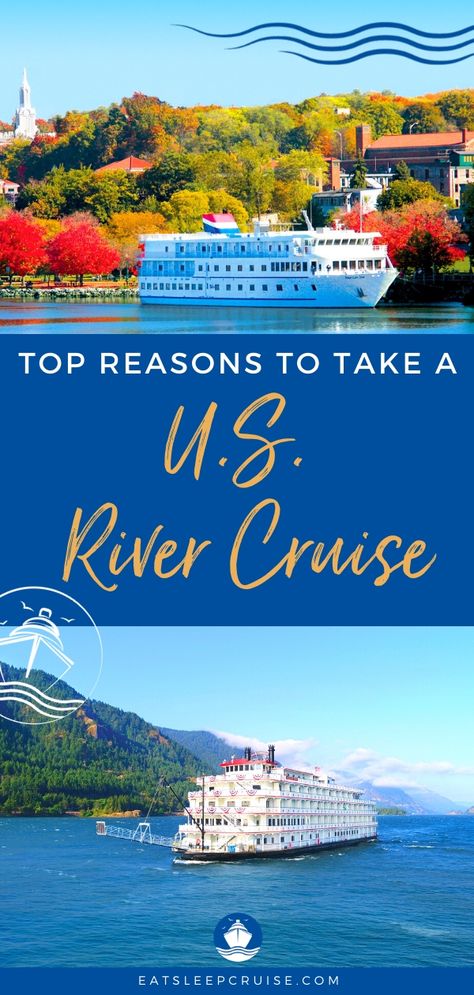 While you are probably familiar with the various river cruises that tout explorations in Europe and Asia, you do not need to leave the country to have the same enriching experience. In fact, 2020 might be the perfect year to explore one of America’s iconic rivers on a US River Cruise. #USTravel #rivercruise #Americana #cruise #eatsleepcruise American Cruise Lines, River Cruises In Europe, Cruise Ideas, Cruise Excursions, Traveling Tips, Cruise Lines, Cruise Destinations, River Cruise, Best Cruise