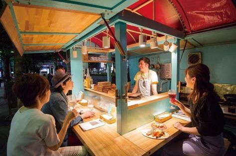 Vintage Cafe Design, Food Stand Design, Japan Street Food, Food Stall Design, Outdoor Restaurant Design, Food Kiosk, Bakery Decor, Food Cart Design, K Food