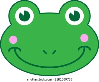 Vector with transparent background of the face of a frog. Children's drawing of a frog, toad with a smile and big eyes. Frog Photos, Frog Face, Children's Drawing, Childrens Drawings, A Frog, Toad, Colouring Pages, Big Eyes, Face Drawing