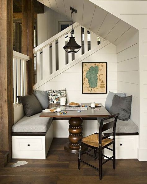 Under The Stairs, Milk And Cookies, Cottage Style Decor, Cottage Interior, Lake Cottage, Cottage Interiors, Cabins And Cottages, Cottage Living, Under Stairs