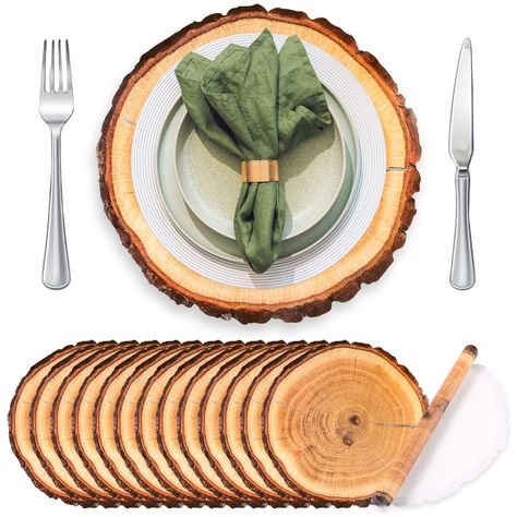 PRICES MAY VARY. Package Includes: there are 100 pieces of disposable wooden slice placemats, which feature a rustic wooden slice shape that enhances your table decoration; These disposable party placemats can be easily cleaned up after the event; When the party is over, just throw it away or recycle Wooden Slice Pattern Design: the rustic centerpieces for tables have a stylish style, with the wooden slice on the paper placemat finely printed to add a rustic style; With a touch of floral greener Fall Wedding Dinner, Family Dining Table, Party Eyes, Paper Placemats, Wooden Slices, Rustic Centerpieces, Paper Place, Wedding Dinner, Rustic Brown