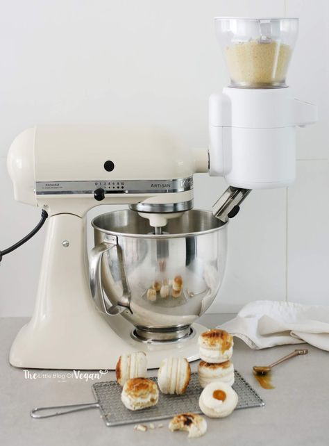 Crème Brûlée macarons recipe (Ft Kitchenaid) | The Little Blog Of Vegan Almond Cream Kitchenaid Mixer, Vegan Creme Brulee, Vanilla Cream Filling, Macarons Recipe, How To Make Macarons, Balloon Whisk, Bakery Kitchen, Macaron Cookies, Kitchenaid Stand Mixer