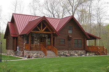 Metal Roofing the Dummy Way #roofing #metal #shingles #homedesign Red Metal Roof, Log Cabin Exterior, Metal Roof Houses, Metal Roof Colors, Rustic Exterior, Cabin Exterior, Roof Architecture, Roof Colors, Roof Installation