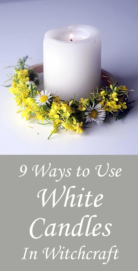 Got a white candle? You've got magick. Check out these 9 ideas for using a white candle in witchcraft, spells and ritual. Spell Satchel, White Candle Spells, White Candles Wedding, Candles Stand, Pillar Candles Wedding, Aura Protection, Witch Crafts, Sacred Water, Witchcraft Spells