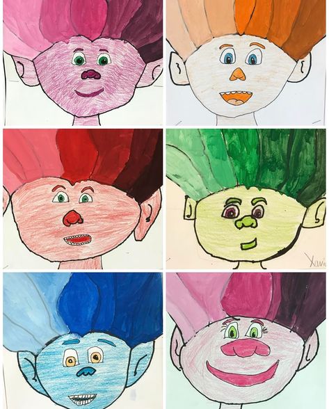 Stephanie Burnett on Instagram: “Getting ready to take these value scale trolls down so I thought I'd highlight some of my favorites. This was the first time I've tried…” Kindergarten Value Art Lesson, Value Lessons In Art Elementary, 1st Grade Value Art Lesson, Tint And Shade Art Lesson Elementary, Value Art Projects For Kids, Value Art Projects Elementary, Value Art Project, Value Art Projects, Value Art