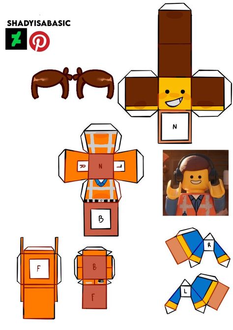 #Legomovie #Emmetlegomovie #papercraft Lego Paper Crafts, Emmet Lego, Paper Doll Craft, Doll Template, Paper Folding Crafts, Paper Cutouts, Lego Batman Movie, Paper Doll Template, Papercraft Templates