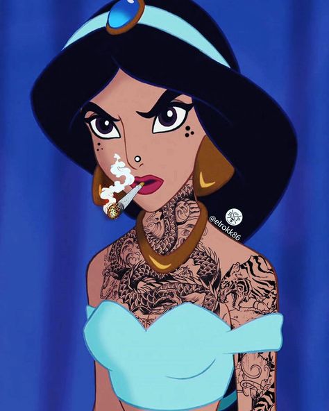 Image may contain: one or more people Tattooed Princess, Disney Princess Villains, Dnd Dm, Disney Punk, Punk Disney Princesses, Princess Tattoo, Punk Disney, Disney High, Animated Emoticons