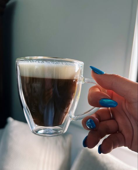 Chrome blue nails and coffee Chrome Blue Nails, Blue Nails, Coffee, Nails, Blue