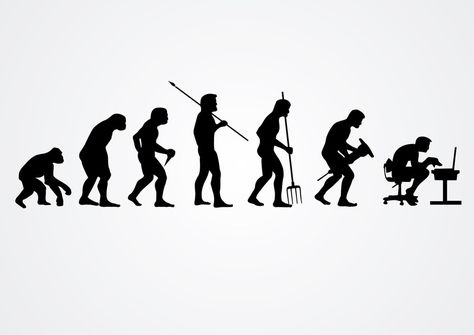 Evolution Of Human, Evolution Art, Human Evolution, Neck And Shoulder Pain, Silhouette Images, Construction Tools, Man Sitting, Corporate Training, Silhouette Free