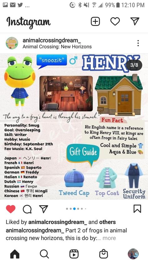 Acnh Henry Gift Guide, Acnh Henry, Acnh Henry Yard, Audie Animal Crossing House, Audie Animal Crossing Gift Guide, Villager Yard Guide Acnh, Acnh Villager Gift Guide, Acnh Villagers, Houses Ideas