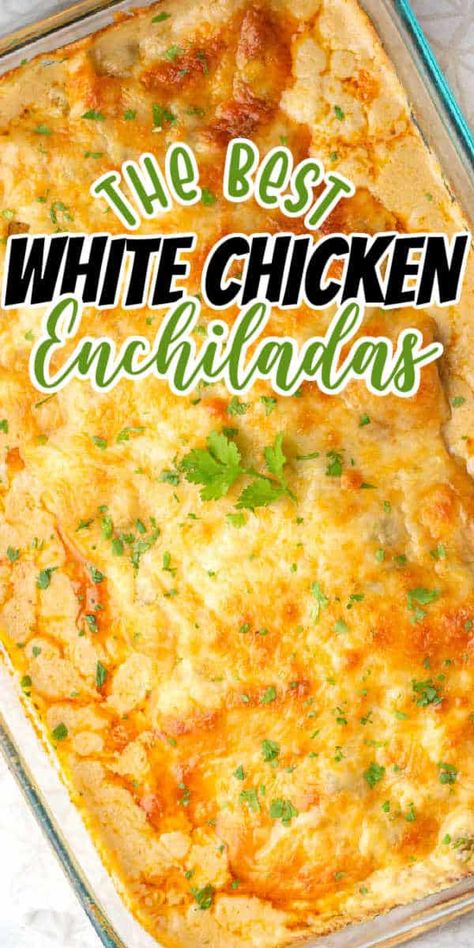 Chicken Enchiladas Flour Tortillas, Enchiladas Flour Tortillas, Best White Chicken Enchiladas, Creamy White Chicken Enchiladas, Creamy White Sauce, White Chicken Enchiladas, Mexican Dinner Recipes, Mexican Dinner, Chicken Enchilada Recipe