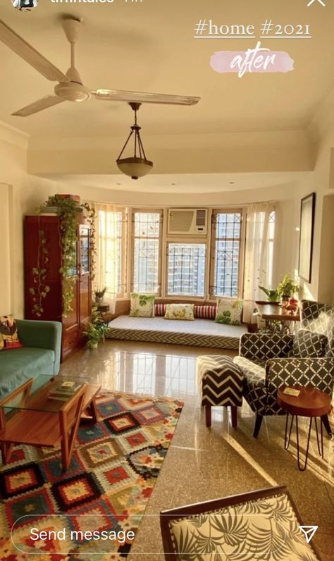 Charming White Stucco Townhouse: Where Classic Meets Contemporary 🏠🌿 Indian Living Room Design, Indian Living Room, Indian Bedroom Decor, Indian Room Decor, Colourful Living Room Decor, India Home Decor, Indian Home Design, Indian Home Interior, Ethnic Home Decor