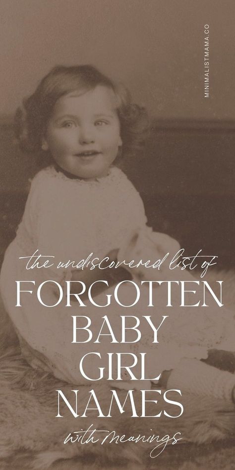 Hunting for hidden gems - forgotten baby girl names from years gone by? These are the baby names - SURPRISINGLY - that no one's talking about! (Aka old timey names, 'old names for girls' & super traditional baby names for girls from the 1800s!) Pin to your name inspiration board for later! Old Names For Girls, Forgotten Names, Old Timey Names, S Girl Names, Southern Girl Names, Old Fashioned Baby Names, Country Baby Names, Strong Baby Names