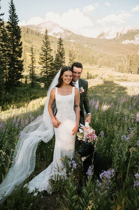 Wildflower Wedding Photos in the Colorado Mountains // Colorado Elopement Photographer - We dove headfirst into curating J+T’s charming micro-wedding, set within the wildflowers in the stunning Crested Butte, Colorado. Get inspired with micro wedding venue ideas, wildflower wedding reception, Colorado elopement mountain, and small wedding ideas. Book Jessica for your mountain micro wedding or Colorado elopement photos at jessicaluannphoto.com!