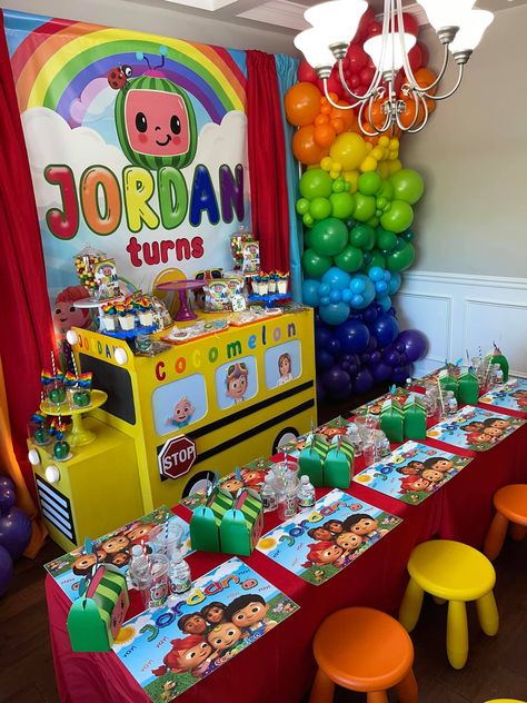 Cocomelon Party Table Set Up, Coco Melon Birthday Party Ideas Diy, Cocomelon Bday Theme, Cocomelon Boy Birthday Party, Coco Melon Birthday Party Boy, Cocomelon Birthday Theme Decoration, Coco Melon Birthday Party Ideas, Cocomelon Party Ideas For Girl, Cocomelon Party Ideas For Boy