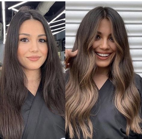 Black Hair Balayage, Brown Hair Looks, Brown Hair Inspo, Brunette Hair With Highlights, Brunette Balayage Hair, Brown Hair Balayage, Balayage Brunette, Hair Color Balayage, Hair Inspiration Color