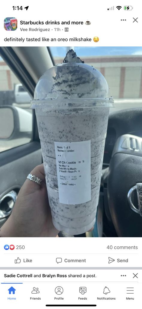 Oreo Drink Starbucks, Starbucks Smoothie Recipe, What To Get At Starbucks Drinks, Starbucks Drinks Oreo, Oreo Starbucks Drink, Iced Starbucks Drinks Coffee, Starbucks Frappe Orders, Starbucks Frappuccino Orders, Starbucks Drinks Frappuccino