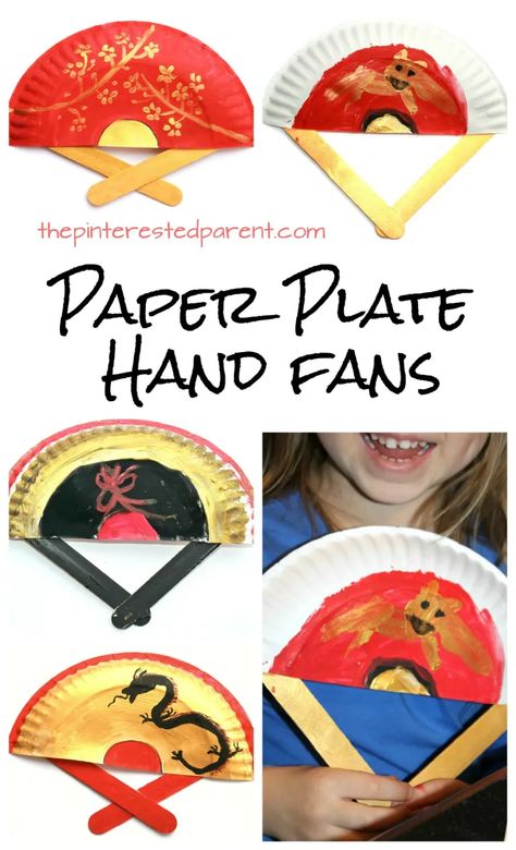 Paper Plate Hand Fans – The Pinterested Parent News Years Crafts For Kids, Chinese New Year Crafts For Kids, Chinese New Year Activities, New Year Diy, Cultural Crafts, Chinese Crafts, Chinese New Year Crafts, New Year Art, Stick Crafts