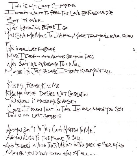 Jeff Buckley Letters, Jeff Buckley Journal, Jeff Buckley Handwriting, Jeff Buckley Tattoo, Jeff Buckley Lyrics, Handwritten Lyrics, Last Goodbye, Jeff Buckley, Dorm Posters