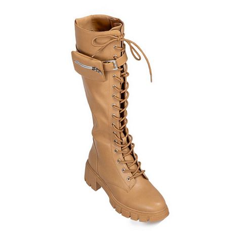 Brown military boots